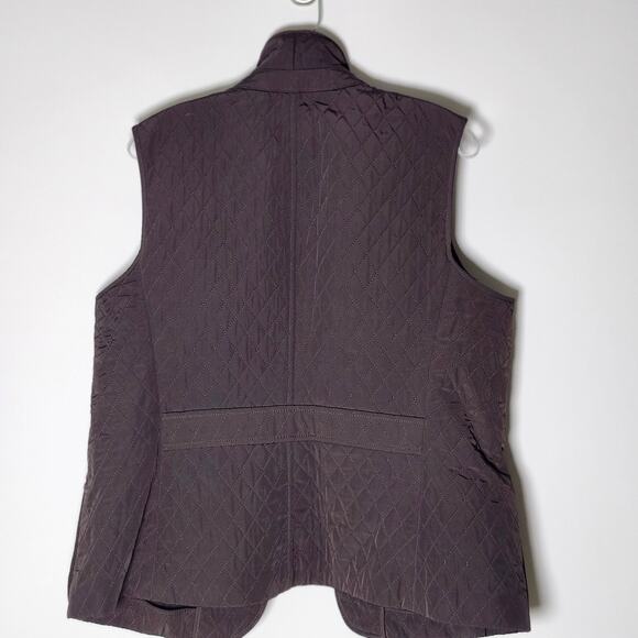 Talbots Women's Quilted Button Up Corduroy Collar Vest Brown Size M A0063 - Picture 4 of 5